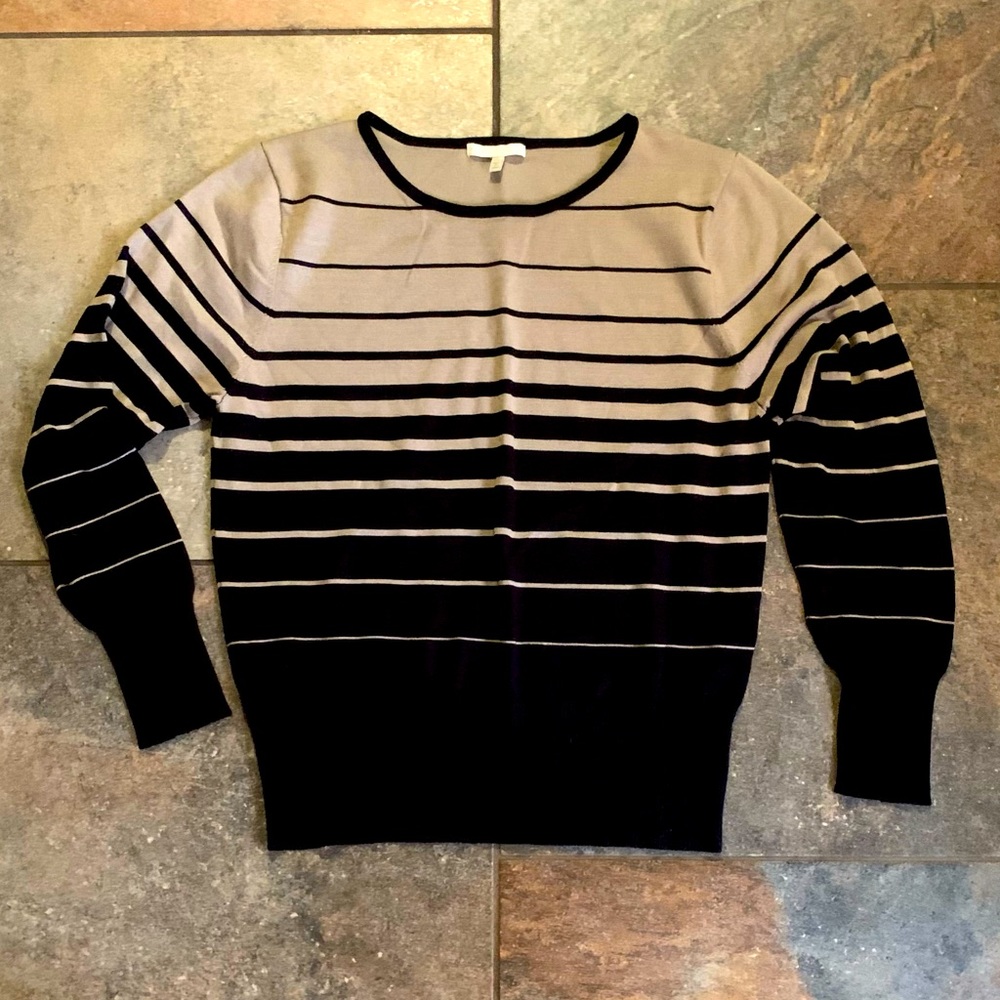 Super CHIC Essential SWEATER Preppy SOPHISTICATED Black & Tan XLP XL  L DILLARDS